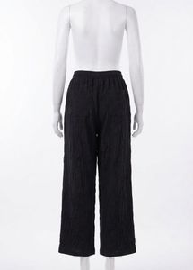 Crinkled Wide-Leg Pants with Drawstring