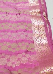 Elegant Pink Saree with Gold Paisley