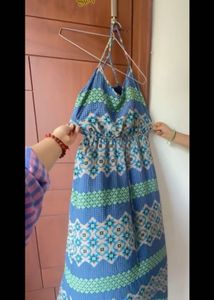 Boho Blue Patterned Maxi Dress