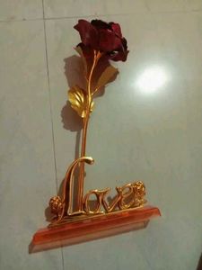 Artificial Red Rose with Love Stand