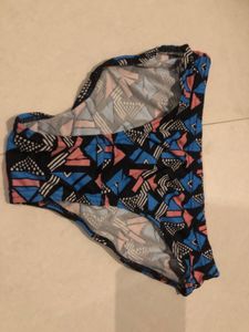 Retro Geometric Print Bikini Top
