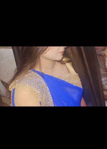 🔵 Royal Blue light waight Saree with Golden Borde