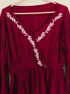 maroon embroidered  Top