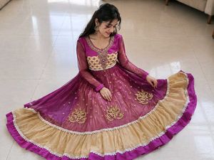 Stunning Purple & Gold Anarkali Gown