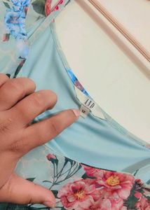 Light Sea Green Floral Print Dress 36 Bust