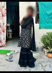 Green colour heavy sharara suit with dupatta
