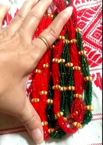 Red Beaded gorkha Nou gedi with Gold Accents 300rs