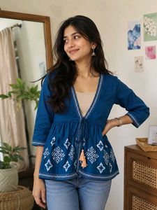 Blue boho short kurti