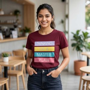 Maroon T-Shirt with "Master Plan" Graphic