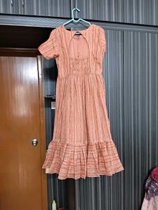 customized Peach Striped Dress length 47