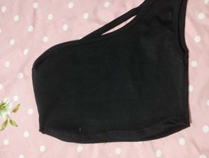 One Shoulder Ribbed Crop Top