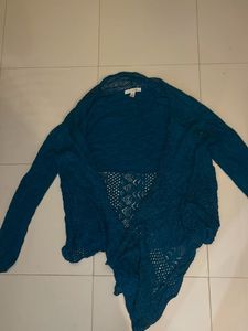 Teal Knit Open Front Cardigan
