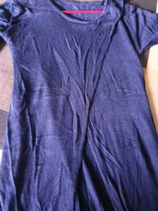 Navy Blue Woollen Maxi Kurti with Slit