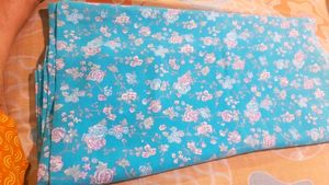 Sky Blue Floral Print Dress Material