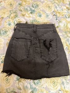 Stylish Grey Denim Mini Skirt with inbuilt shorts