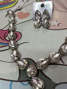 crystal necklace and earring set