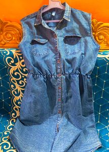 FIT AND FLARE DRESS -Denim Shirt style