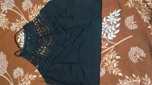 Chic Black Crochet Neckline Top