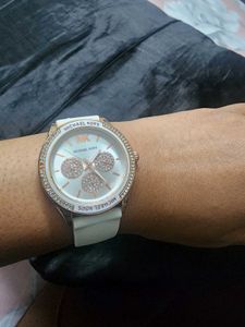 Michael Kors White &amp; Rose Gold Watch
