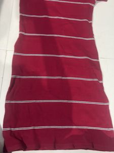 Maroon Striped T-Shirt Dress