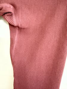 Maroon Ribbed High-Waisted Leggings