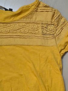 Yellow Lace Detail T-Shirt