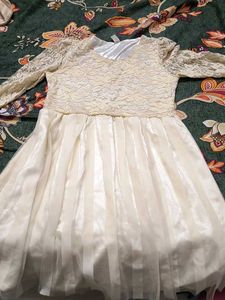 Elegant Cream Lace & Tulle Dress summer wear