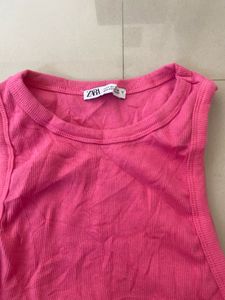 Zara Ribbed Pink Tank Top