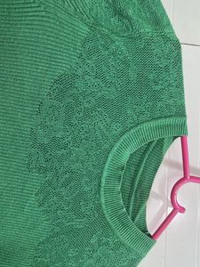 Green Knit Top with underneath lace sleeves