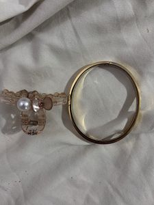 Elegant Gold Bracelet &amp; Hair Clip Set