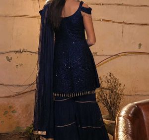 navy blue designer sharara set