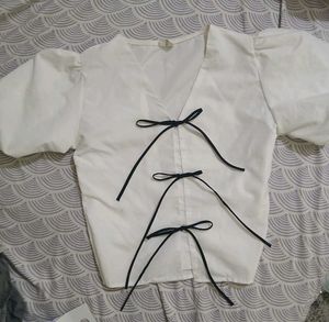 Chic White Tie-Front Top