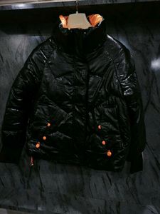 Stylish Puffer Jacket with Orange Accents