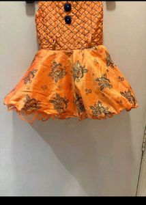 Orange Floral Print Baby Dress