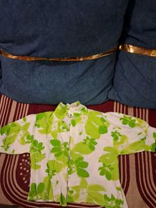 Green Floral Print Shirt &amp; Tube Top Set