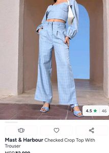 Checked Crop Top and Trouser Set