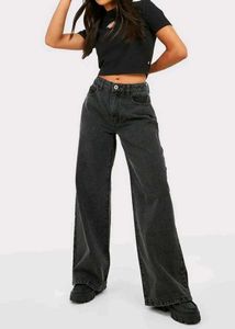 Stylish Wide Leg Washed Denim Jeans