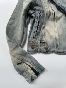 Washed Denim Moto Jacket