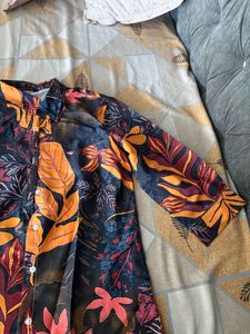 Vibrant Floral Print Button-Up Shirt
