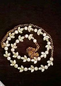 Crystal &amp; Gold Flower Chain Belt