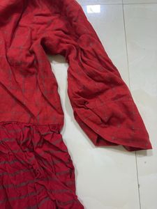 Red Embroidered Kurta