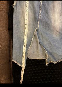 Denim Midi Skirt with Slit