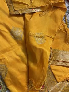 Elegant yellow embroidery saree