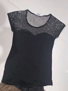 Sparkly Black Mesh Top with Tulle Skirt