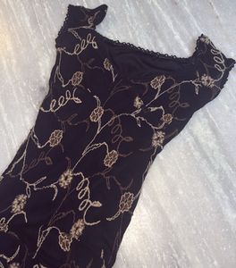 Dark Floral Print Sheer Mini Dress