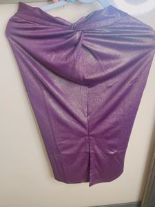 Metallic Purple Twist Front Midi Skirt