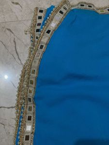 Beautiful Blue Saree with Embellished Border