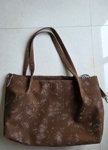 Stylish Brown Floral Print Hobo Bag