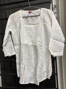 Linen White Tunic Top