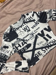 Graphic Print Long Sleeve Crop Top